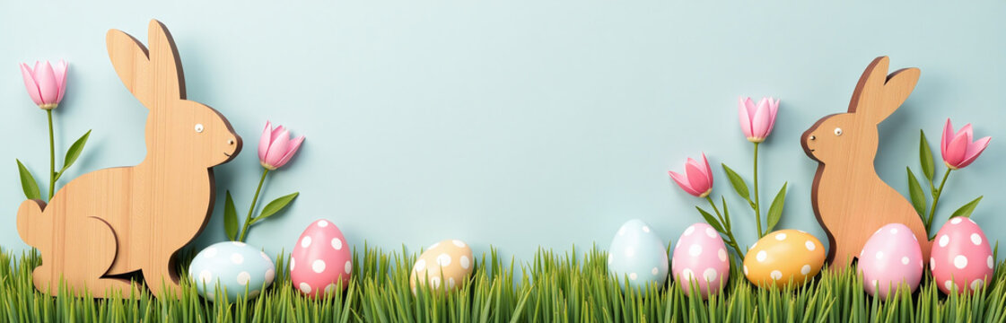 Holzbanner F&uuml;r Osterfeier Ein Traditioneller Osterhase Aus Holz Als Dekoration F&uuml;r Die Easter Celebration