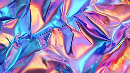 Obraz premium Colorful crumpled foil creating a vibrant abstract background with shimmering reflections and textures