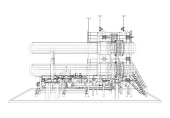 Petroleum heater exchanger. Vector rendering of 3d