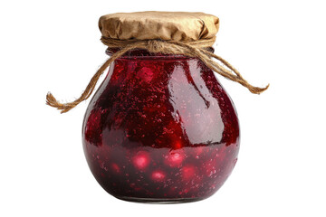Delicious Jar of Homemade Cranberry Sauce with Rustic Label: Isolated on Transparent Background