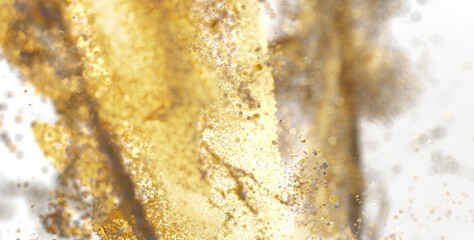 Abstract background of gold particles exploding. Perfect for luxury, cosmetics, or celebration designs.