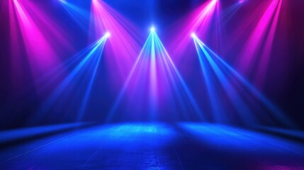 Colorful stage lighting with vibrant beams and dramatic ambiance