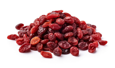 Heap of dried cranberries isolated on white
