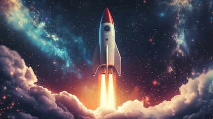 Vector technology ship rocket startup innovation.