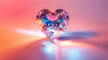 Fototapeta premium A heart-shaped diamond on a pastel background