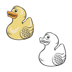 Toy duck vector illustration. Rubber. Simple design. Drawing. Easy to edit. 