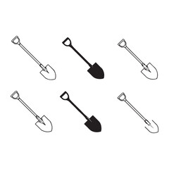 Vector illustration. Garden shovel icon set