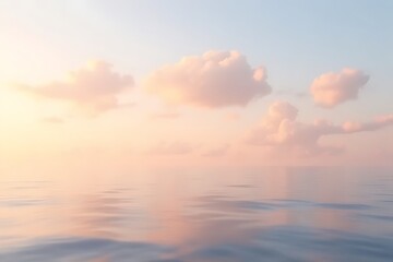 Obraz premium Serene and peaceful image of pink clouds reflecting on water during dawn.