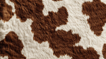 Cow print background with organic brown and white patches on natural cowhide
