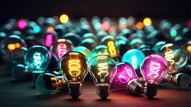 1. **Energy-Saving Lit Bulb Among Incandescent Darkness**