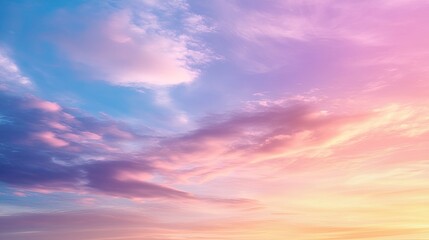 Obraz premium Dreamy blurred sky gradient with soft pink, blue, and peach hues, evoking peaceful twilight.