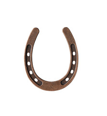 Metal decorative horseshoe isolated on transparent background. Horseshoe as symbol of luck for design.