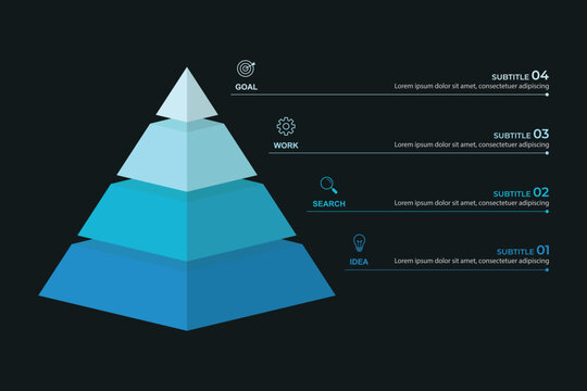 Business pyramid diagram infographic design 4 steps