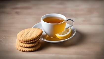 A Cup of Tea with Lemon and Biscuits