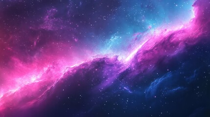 Fototapeta premium Cosmic nebulae; vibrant pink and blue space; stunning abstract background; potential use digital art, wallpapers