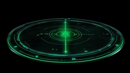 Futuristic technology digital holographic element with laser glow effect, arrow, callout border, and radar scanning in dark and light blue tones, symbolizing innovation and advanced data analysis