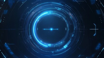 Futuristic technology digital holographic element with laser glow effect, arrow, callout border, and radar scanning in dark and light blue tones, symbolizing innovation and advanced data analysis