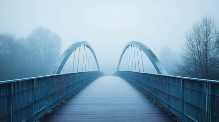 Fototapeta premium Subtle fog blur over a misty bridge, creating an abstract, moody scene with faint shapes and soft hues.