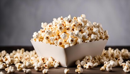 Popcorn in a White Box on Wooden Table