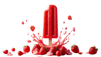 Icy delight strawberry popsicle explosion a burst of fruity freshness