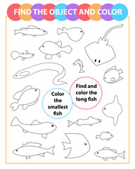 Find the object and color. Coloring page. Fish