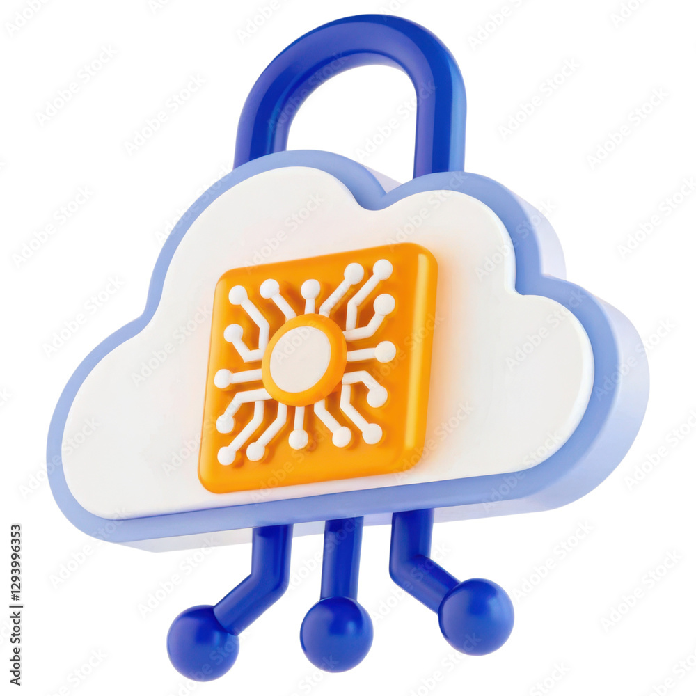 Aufkleber colorful cloud icon with a lock and sun symbolizing digital security and cloud technology.