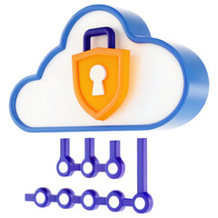 Obraz premium Cloud storage security with a lock and keys symbolizing data protection.