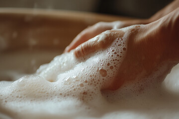 Hands Washing with Foamy Soap