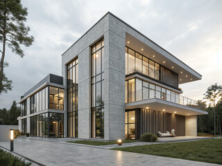 Fototapeta premium Modern house in residence 