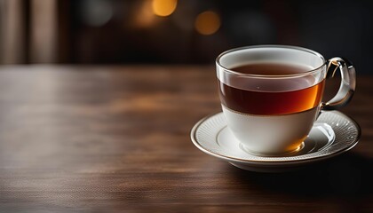 Fototapeta premium A Cup of Tea on Wooden Table