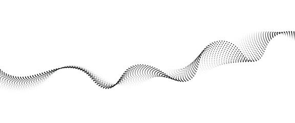 Flowing Dot Wave halftone gradient pattern on transparent background	

