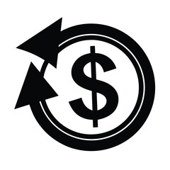 Fototapeta premium Vibrant arrow circling a bold dollar sign in isolated silhouette