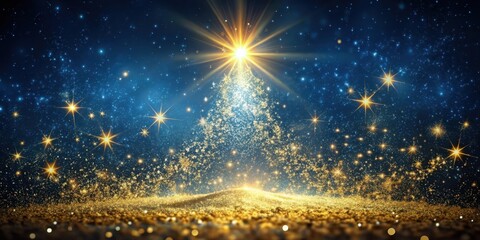 Winter solstice celebration with gold dust sprinkled on a dark blue background, solstice, black,  solstice,black, sparkles