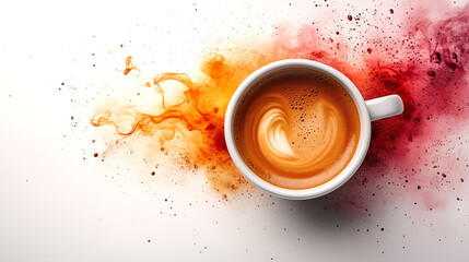 cup of coffee on color splash background