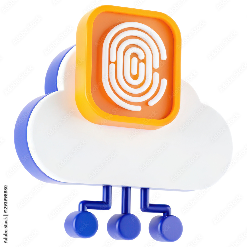 Aufkleber cloud computing concept with fingerprint icon in vibrant colors.