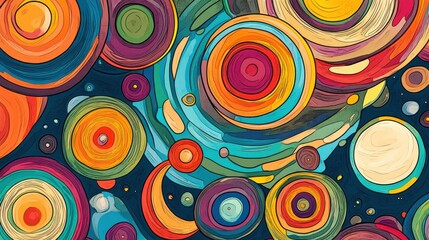 Fototapeta premium Colorful Abstract Circles in Orbit Pattern on Dark Background