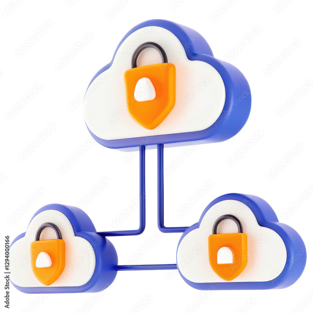 Poster cloud computing security with padlock icons in a modern design.
