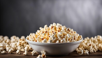 Bowl of Popcorn on Wooden Table