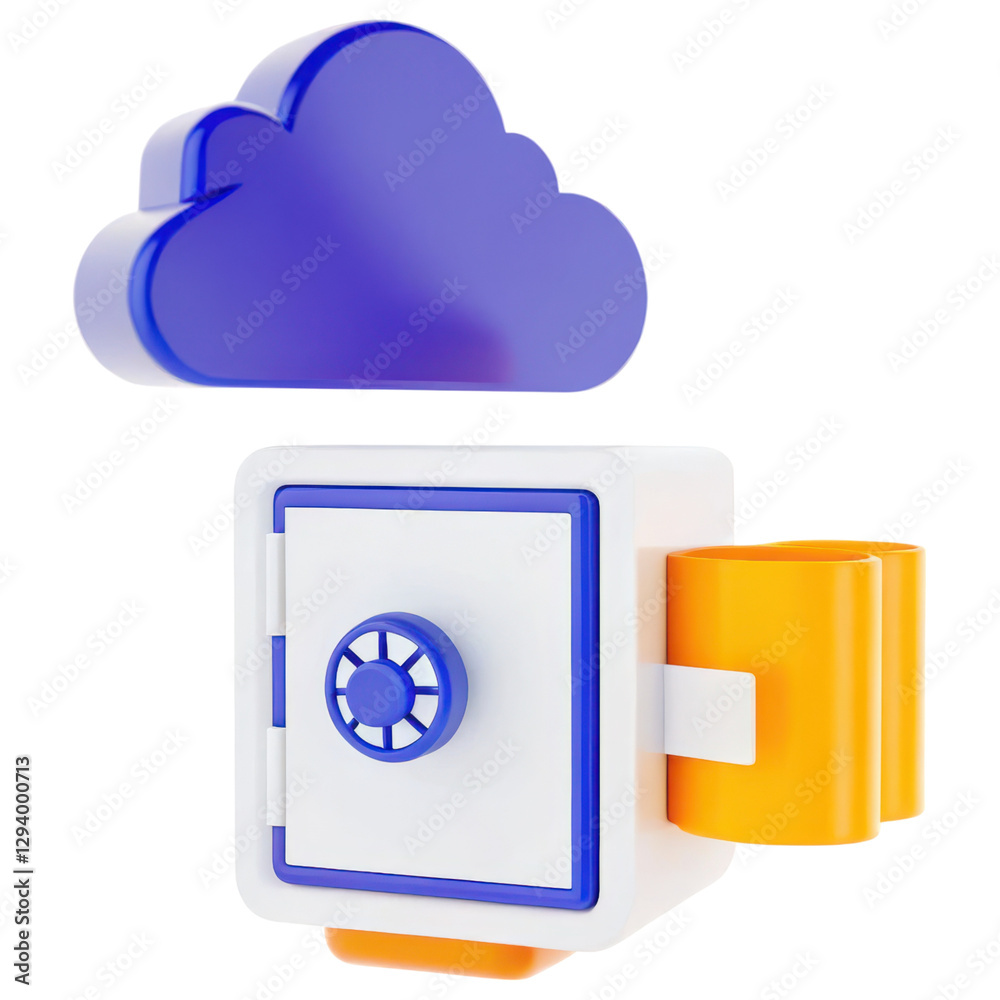 Aufkleber 3d illustration of a safe with a cloud above it, symbolizing secure online storage.