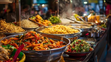Fototapeta premium Culinary safety in street markets