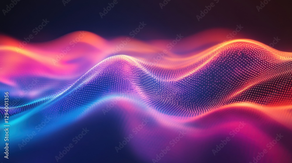 Poster vibrant abstract waves with colorful pulsating patterns and lights