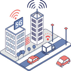 5G technology and smart city concept with connected devices