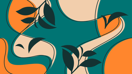 Modern Playful Organic Minimal Leaf Background Banner Design Template