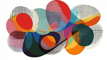 Vibrant Abstract Design with Colorful Shapes and Dots