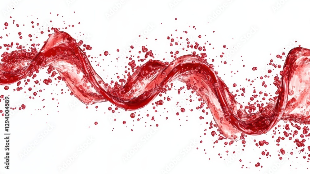 Poster dynamic splash of red water creating wave patterns in the air