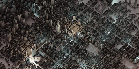 Capital city with tall buildings, tall buildings, New York, 3D illustration