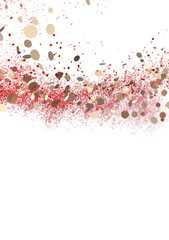 Festive red gold confetti sparkles on white