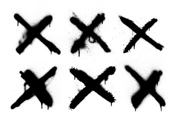 X Cross Spray Paint Stroke Vector Set
