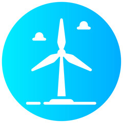 wind power vector round glyph icon