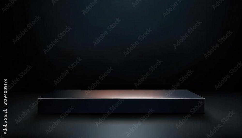 Leinwandbilder minimalist illuminated display platform for product presentation with dark background and subtle lig